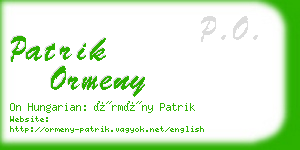 patrik ormeny business card